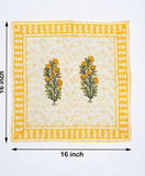 Hand Block Print Cotton Table Napkin (Yellow Buta)