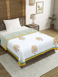 Hand Block Printed Cotton Summer Single Size Reversible Printed Malmal Dohar Green Tol