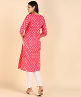 BLOCKS OF INDIA Cotton Hand Printed Long Kurti for Women