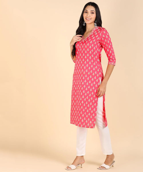 BLOCKS OF INDIA Cotton Hand Printed Long Kurti for Women
