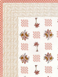 Hand Block Printed Cotton Super King Size Bedsheet(270x 270) (PALM TREE ORANGE)