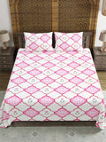 BLOCKS OF INDIA Hand Block Print Cotton King Size Bedsheet (Mughal PInk)