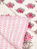 Cotton Medium/Queen Size Quilt Hand Block Print for Light Winters (70 x 100 Inches) (Pink Rose)