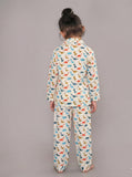 Cotton Hand Block Animal Print Nightwear For Kids Unisex