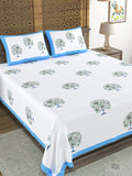 Hand Block Print Cotton King Size Bedsheet Blue TOL