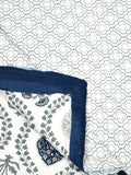 Cotton Single Size Quilt/ Rajai Hand Block Print for Light Winters (150x225 cm) (Royal Blue Motif)