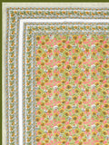 Hand Block Printed 100% Cotton Dohar King Size Reversible (Green Gad Buti)