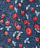 BLOCKS OF INDIA Cotton Hand Block Print Half Sleeves Summer Shirt for Men Blue Red Flower