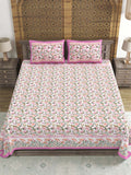 King Size Pure Cotton Hand Block Print Bedsheet (Block 4)