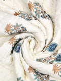 Cotton Medium/Queen Size Quilt Hand Block Print for Light Winters (70 x 100 Inches) (Blue Buta)