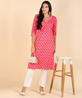 BLOCKS OF INDIA Cotton Hand Printed Long Kurti for Women