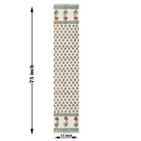 BLOCKS OF INDIA Hand Block Printed Cotton Table Runner for Center/Dining Table (13 x 72 Inches) (Turquoise Flower)