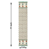 BLOCKS OF INDIA Hand Block Printed Cotton Table Runner for Center/Dining Table (33 x 180 cm) (Turquoise Flower)