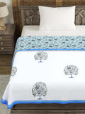 Hand Block Printed Cotton Summer Single Size Reversible Printed Malmal Dohar Blue Tol