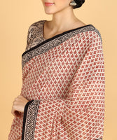BLOCKS OF INDIA Hand Block Print Cotton Sarees For Women with Unstitched Blouse Piece Color 1