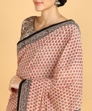 BLOCKS OF INDIA Hand Block Print Cotton Sarees For Women with Unstitched Blouse Piece Color 1
