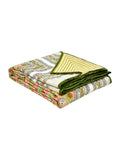 Hand Block Printed 100% Cotton Dohar King Size Reversible (Green Gad Buti)