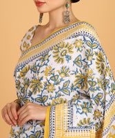 BLOCKS OF INDIA Hand Block Print Cotton Sarees For Women with Unstitched Blouse Piece Color 14