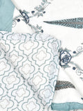 Cotton Single Size Quilt/ Rajai Hand Block Print for Light Winters (150x225 cm) (Grey Patti)