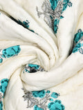 Cotton Medium/Queen Size Quilt Hand Block Print for Light Winters (70 x 100 Inches) (Turquoise Buta)