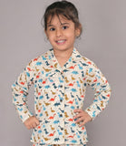 Cotton Hand Block Animal Print Nightwear For Kids Unisex