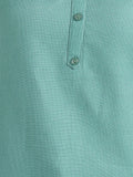 BLOCKS OF INDIA Cotton Hand Solid Color Kurti for Women - Green