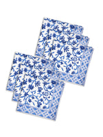 BLOCKS OF INDIA Hand Block Print Cotton Table Napkin (Blue jaal)
