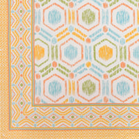 BLOCKS OF INDIA Hand Block Print Cotton King Size Bedsheet (225 X 270 cm) (Yellow Ikat)