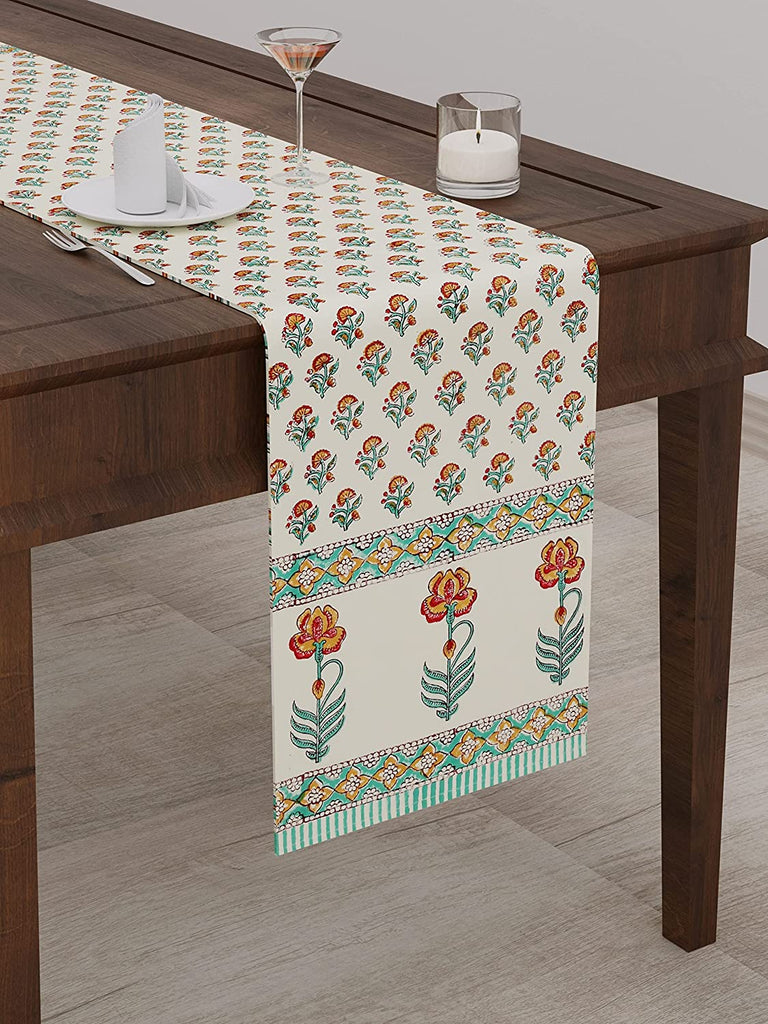 Hand Block Printed Cotton Table Runner for Center/Dining Table (33 x 1 ...