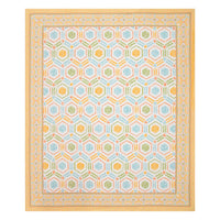 BLOCKS OF INDIA Hand Block Print Cotton King Size Bedsheet (225 X 270 cm) (Yellow Ikat)