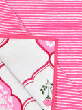 Cotton Dohar / Blanket King Bed Size Hand Block Printed (Pink Mughal)