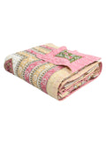 BLOCKS OF INDIA Hand Block Printed Cotton King Size Quilt (Pink Peach Rose)