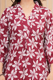Cotton Hand Block Print A Line Kurta for Women (ALINE MAROON CREAM)