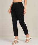 Women Cotton Pant Trouser Regular Fit with Two Pocket for Office School Formal Casual Daily Use Black Pant