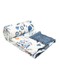 BLOCKS OF INDIA Hand Block Printed Cotton King Size Quilt (Blue Anar)