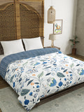 BLOCKS OF INDIA Hand Block Printed Cotton King Size Quilt (Blue Anar)