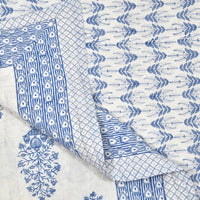 King Size Quilt/Rajai Cotton Hand Block Print (225 cm X 270 cm) (BLUE POT)