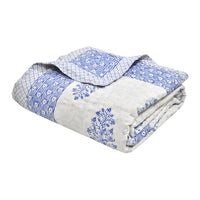 King Size Quilt/Rajai Cotton Hand Block Print (225 cm X 270 cm) (BLUE POT)