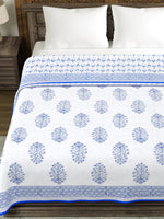 Cotton Dohar / Blanket King Bed Size Hand Block Printed (Blue Buta New)