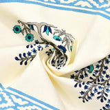 Hand Block Printed Cotton Table Runner for Center/Dining Table (33 x 180 cm) (Blue flower)