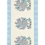 Hand Block Printed Cotton Table Runner for Center/Dining Table (33 x 180 cm) (Blue flower)