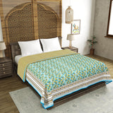 Hand Block Printed 100% Cotton Dohar King Size Reversible (Blue gad buti)