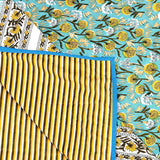 Hand Block Printed 100% Cotton Dohar King Size Reversible (Blue gad buti)