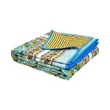 Hand Block Printed 100% Cotton Dohar King Size Reversible (Blue gad buti)