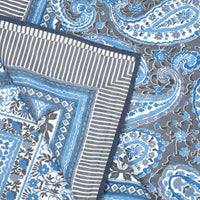 Cotton Dohar / Blanket King Bed Size Hand Block Printed (Blue Gad Paisley)