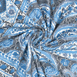 Cotton Dohar / Blanket King Bed Size Hand Block Printed (Blue Gad Paisley)