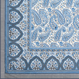 Cotton Dohar / Blanket King Bed Size Hand Block Printed (Blue Gad Paisley)