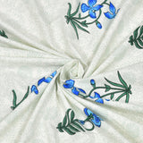 BLOCKS OF INDIA Hand Block Print Cotton King Size Bedsheet Blue Green Flower