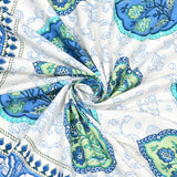 King Size Pure Cotton Hand Block Print Bedsheet (Blue Green Rose)