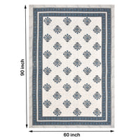 PURE COTTON RAJASTHANI HAND BLOCK PRINT SIX SEATER TABLE CLOTH Blue Grey Buta
